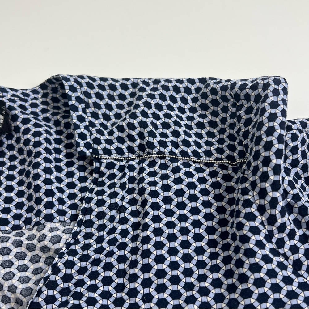 Olsen Europe Navy White Geometric Pattern Long Sleeve Blouse Top V-Neck Size Lg - Picture 8 of 11
